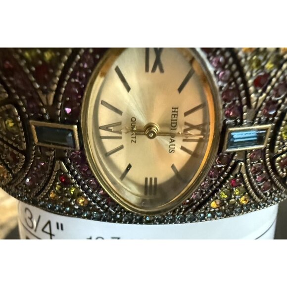 Heidi Daus Hinged Cuff Wristwatch Rhinestones
